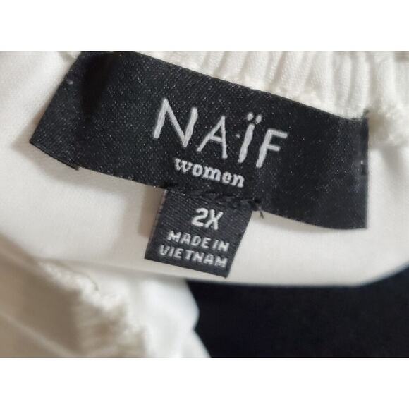 Naif Women's White 100% Rayon Cold Shoulder Long Sleeve Knee Length Dress 2X - Picture 8 of 15